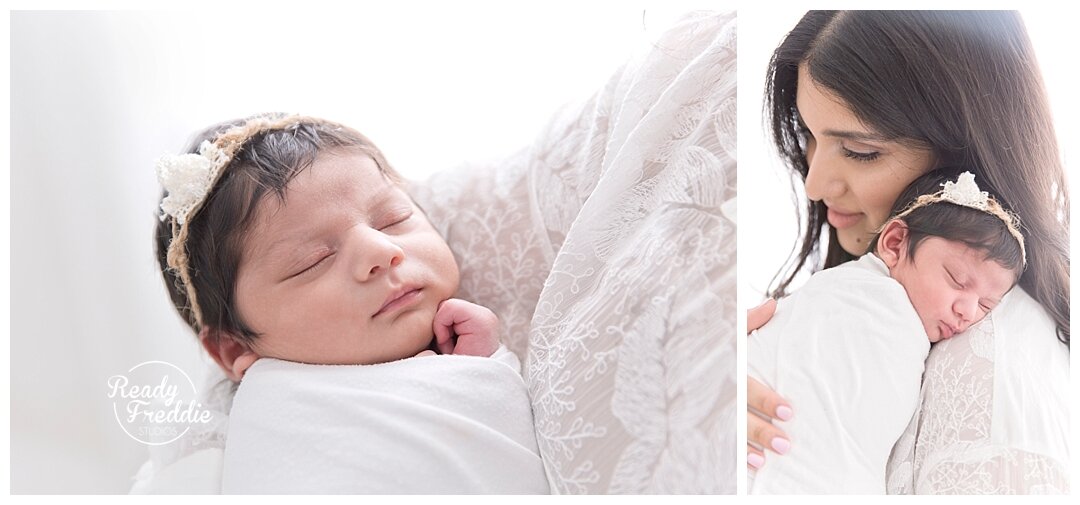 Fort Lauderdale newborn photographer Ivanna Vidal photographs newborn baby girl and her mom candidly