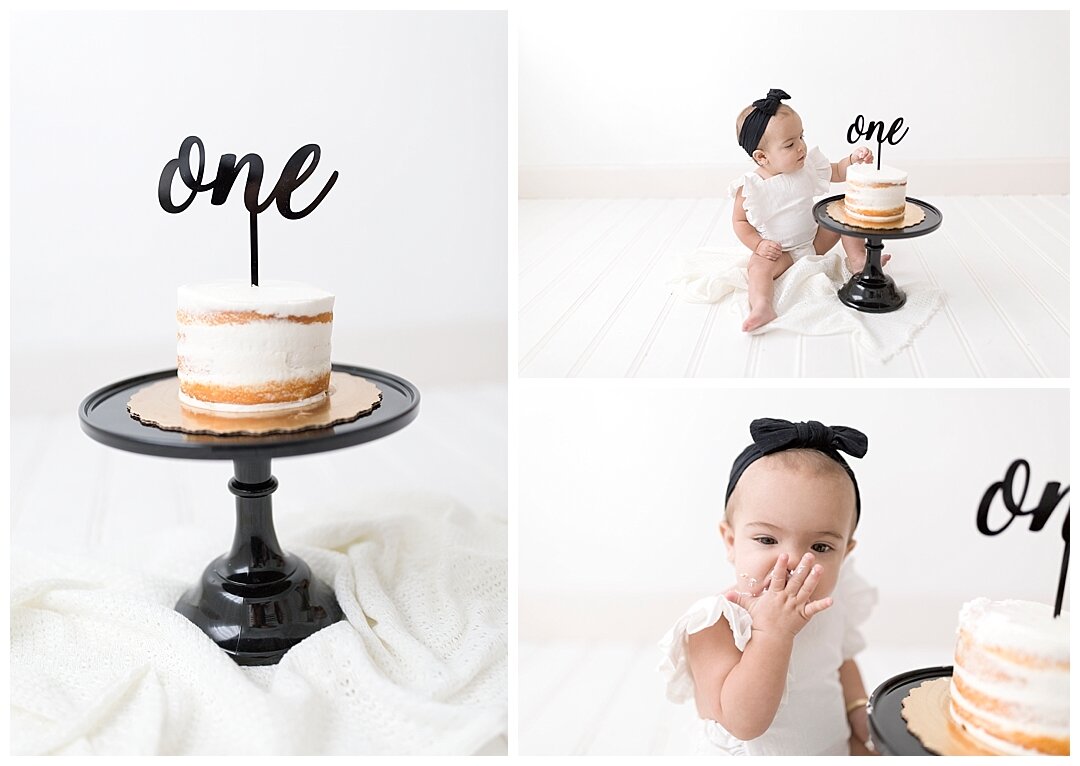 White and Black Cake Smash Photography session in Miami, FL Mickey Mouse 1st birthday photoshoot with Ivanna Vidal Photography