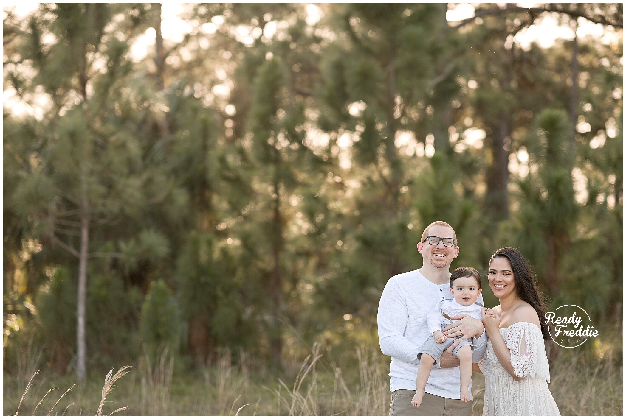 ideas for what to wear for a sunset family photoshoot in Miami, FL with Ready Freddie Studios- cream color pallate