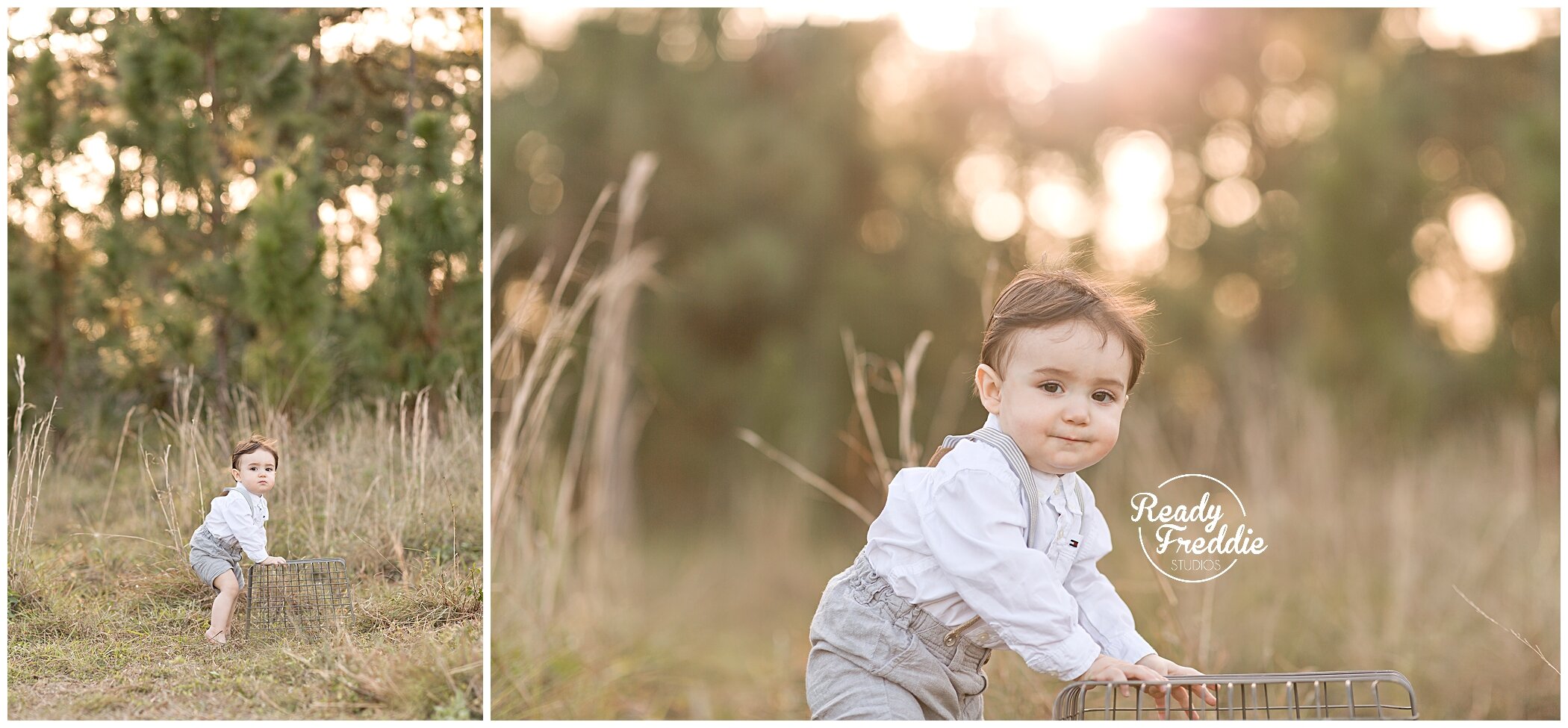One Year Old Birthday Pictures at the field during sundown with Ivanna Vidal Photography