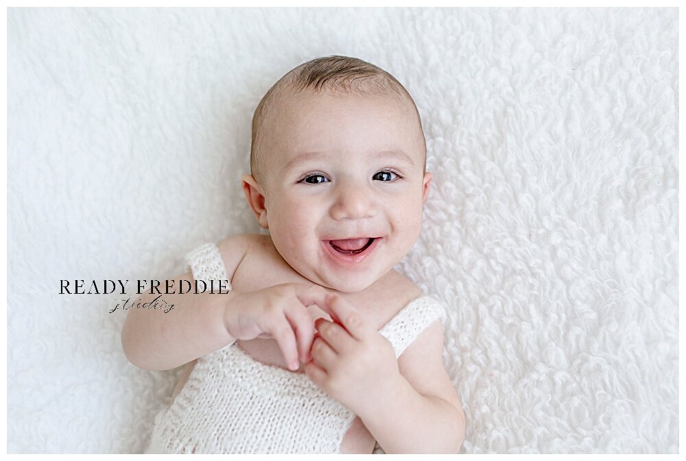 Smiling 3 month old baby photo | Ready Freddie Studios - Miami, FL