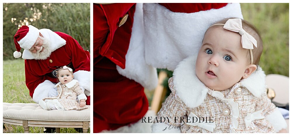 Family of 3 three with baby girl - outdoor santa minis | Ready Freddie Studio - Miami, FL