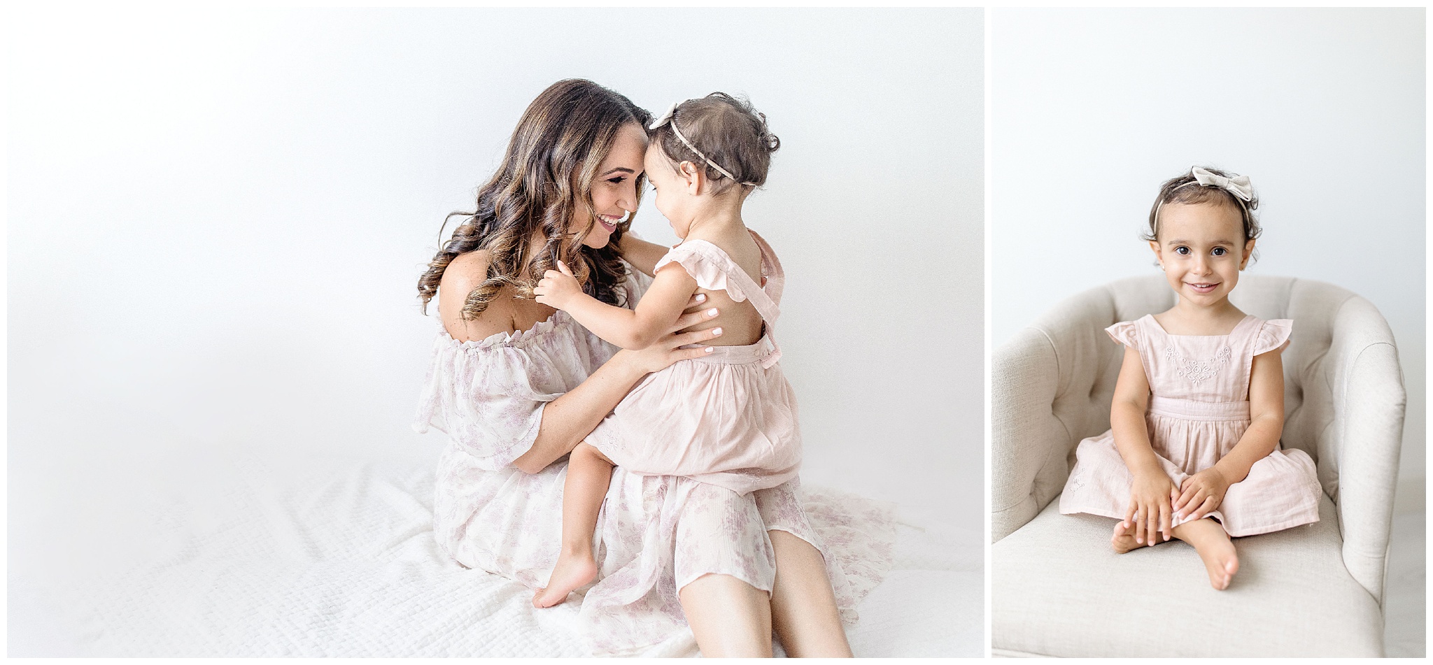 Mom snuggles daughter in Miami studio. Photo by Ivanna Vidal Photography.