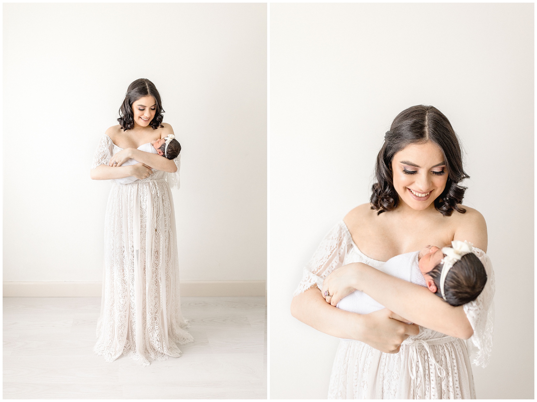 Mom holds her baby in Miami studio. Photo by Ivanna Vidal Photography.