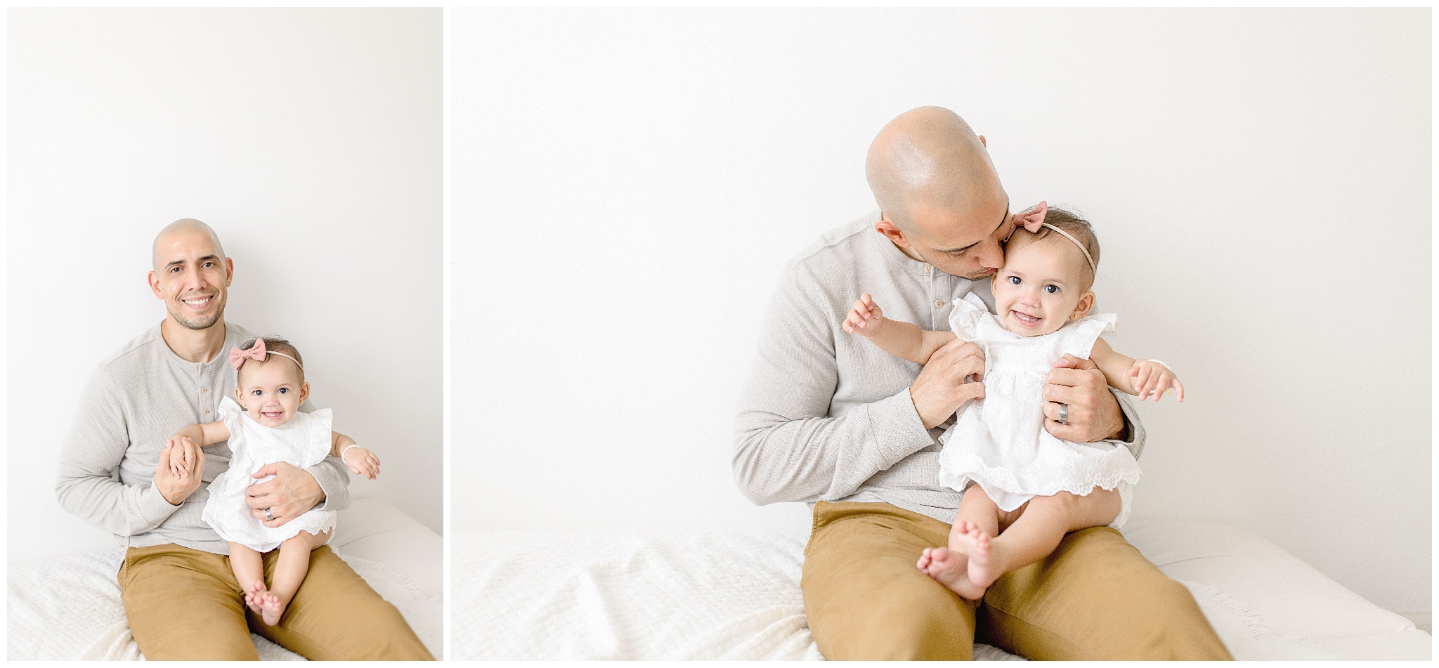 Dad smiles with daughter. Photos by Ivanna Vidal Photography.