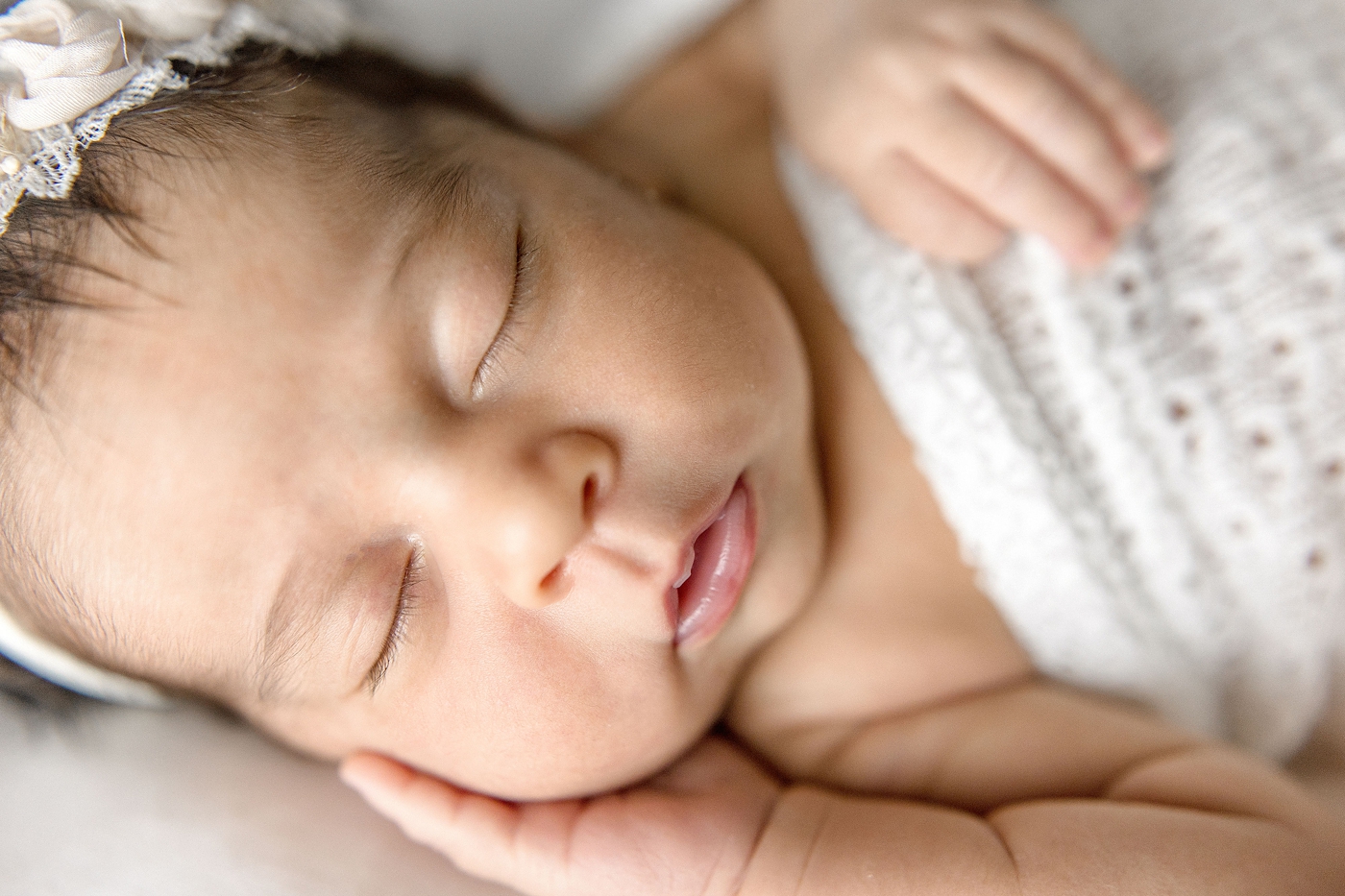 Close up of baby details during Miami in home lifestyle newborn session. Photo by Ivanna Vidal Photography.