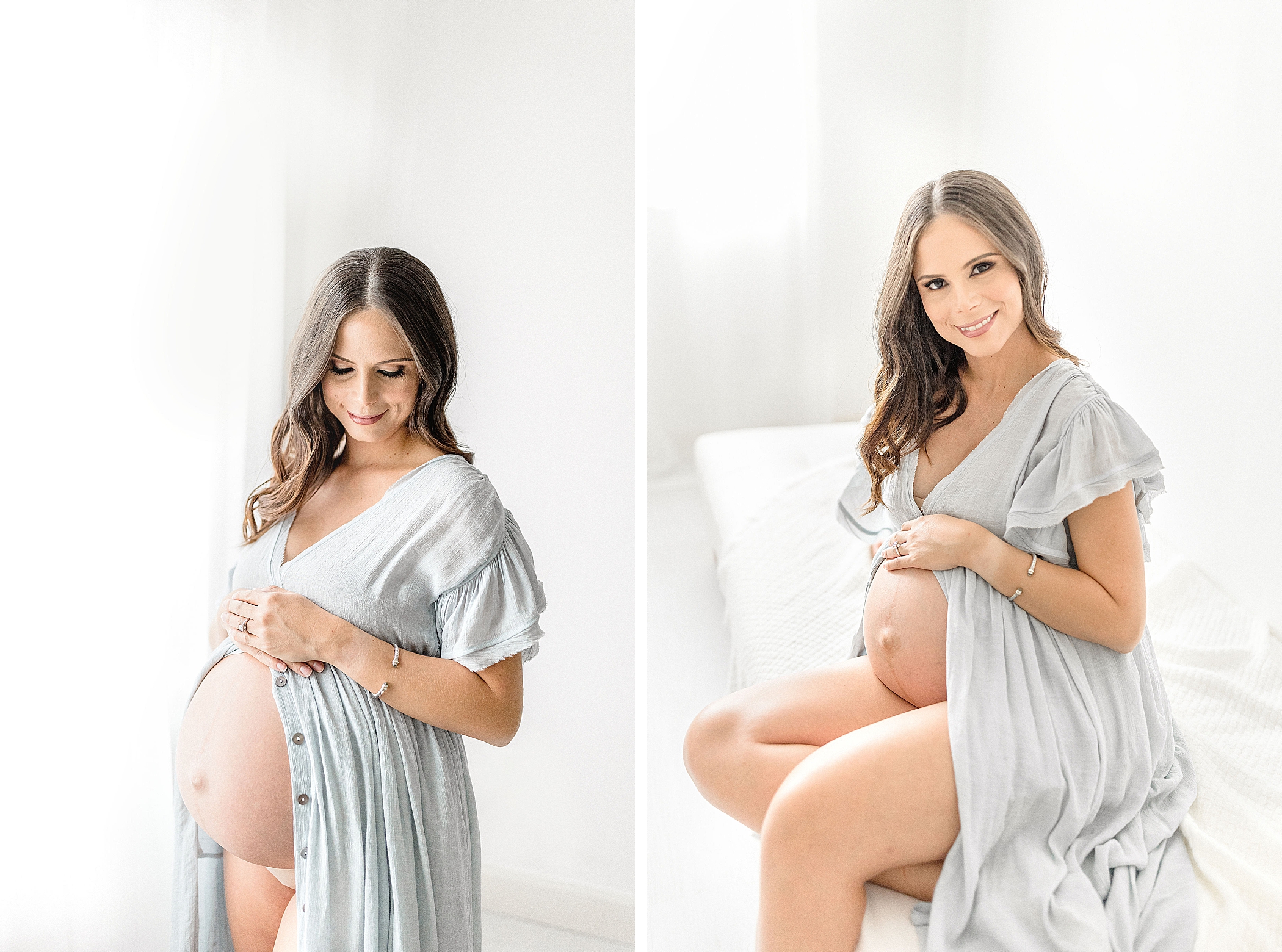 Miami Prenatal Yoga helps pregnant woman during maternity session with Ivanna Vidal Photography
